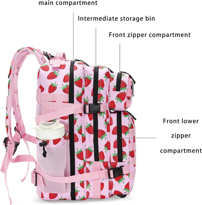 Lovelinks21 45L Tactical Assault Backpack 3 day assault pack with Molle Waterproof backpack Rucksack for Tactical Backpacks (Strawberry) - Image 5